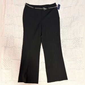 NWT Jones New York Black Santa Barbara Stretch Slacks Pants Gold Belt Included!